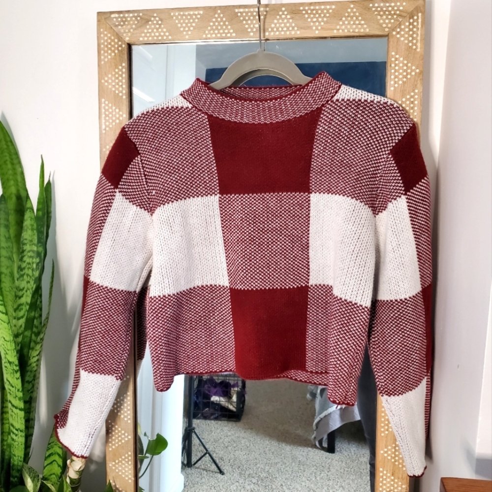 Shein Checkered Crop Sweater
